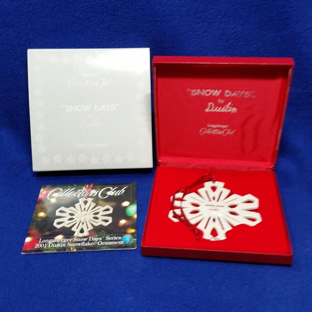 Longaberger Snow Days 2001 Dustin Snowflake Ornament Collector's Club In Box
